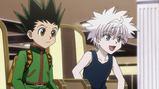 Killua chamando o Gon pra assistir - Exame Hunter x Hunter